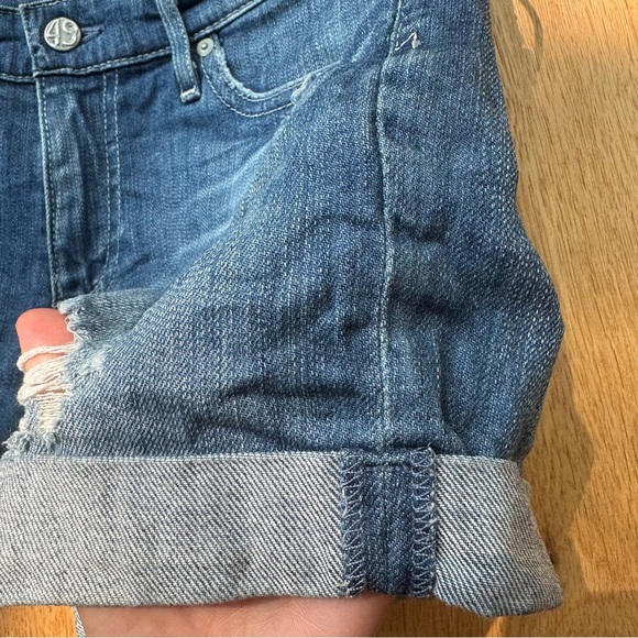 AG Adriano Goldschmied Hailey ex boyfriend roll up distressed denim shorts 27 - Picture 15 of 17
